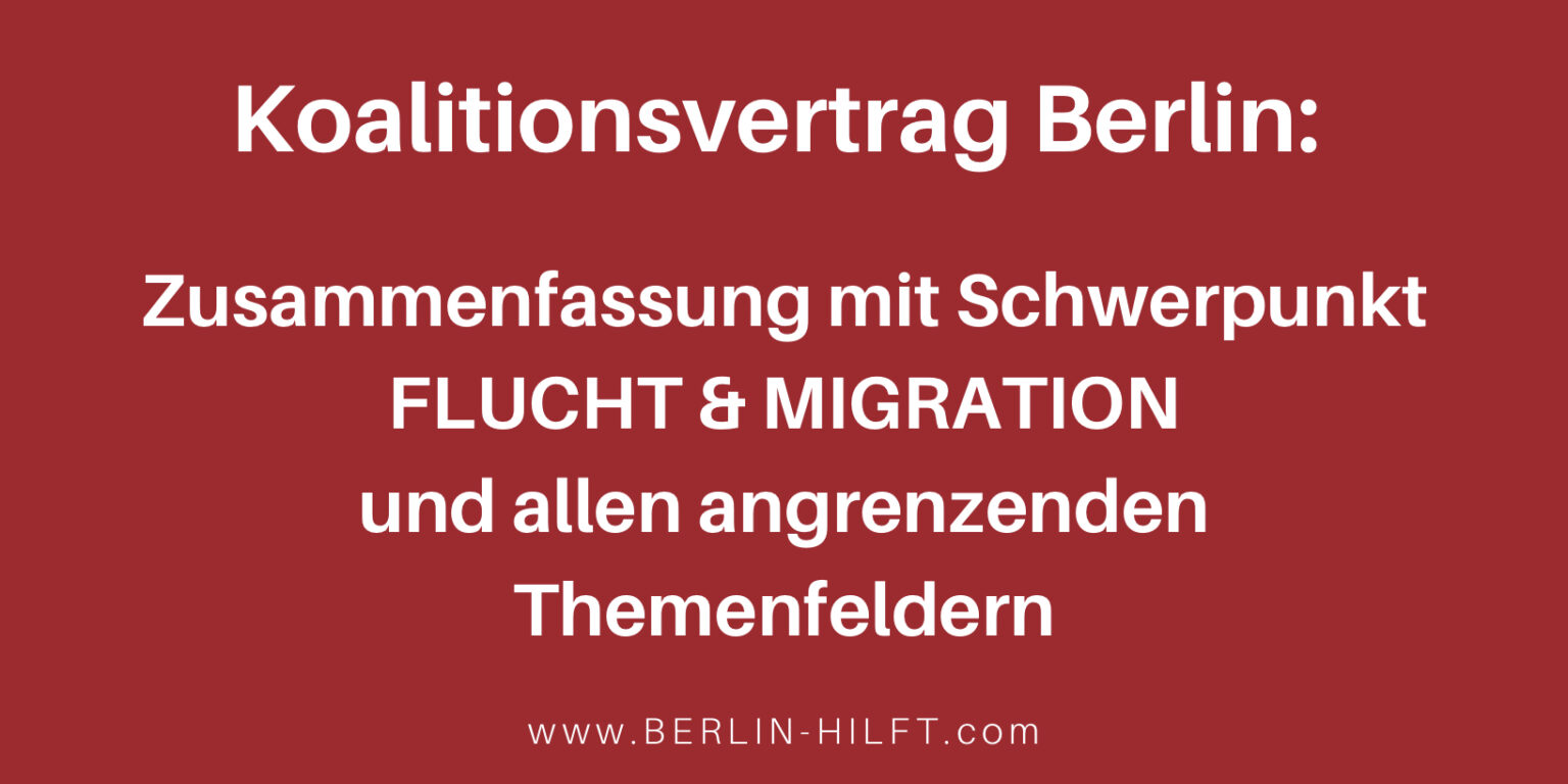 Koalitionsvertrag Rot Grün Rot Berlin 2021-2026: Schwerpunkte Flucht ...